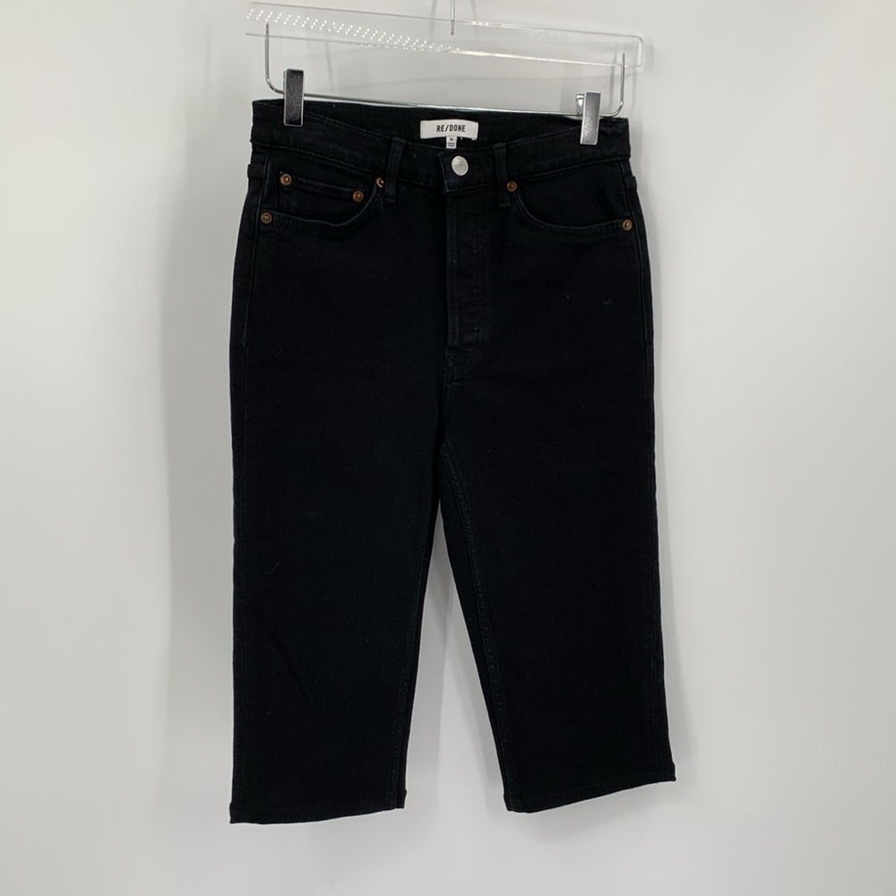 Re/Done Icon Heritage Silhouette cropped straight leg black denim jeans new 28